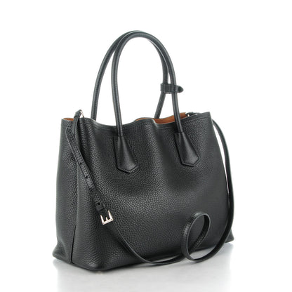 Prada Vitello Daino Small Double Tote Black Cuoio 3 of 7