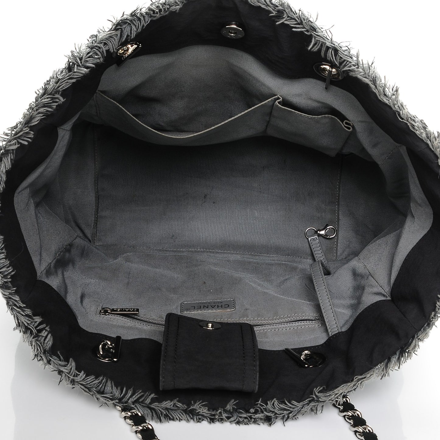 Canvas Stitched Tweed Large Tote Black
