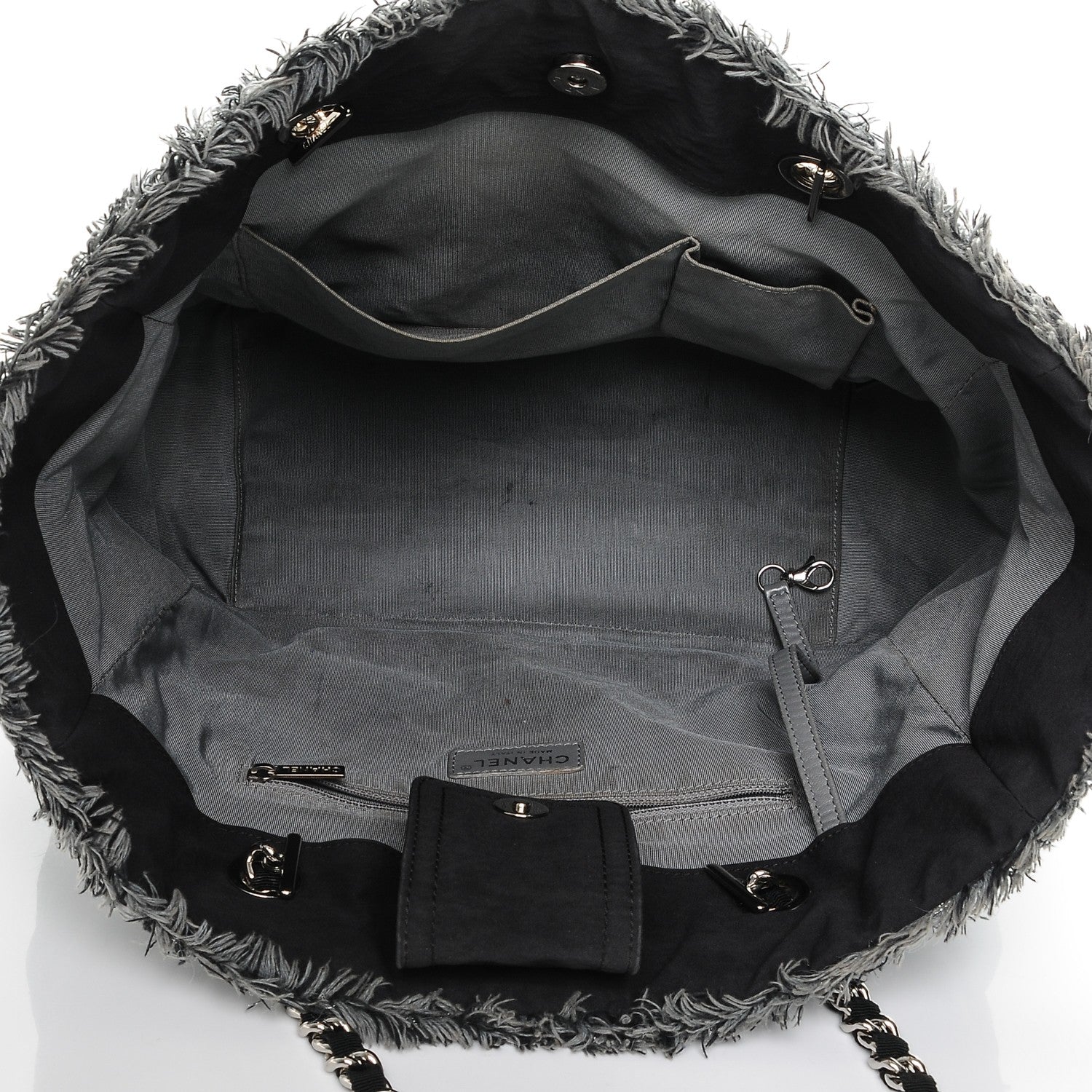 Chanel Canvas Stitched Tweed Large Tote Black 5 of 7