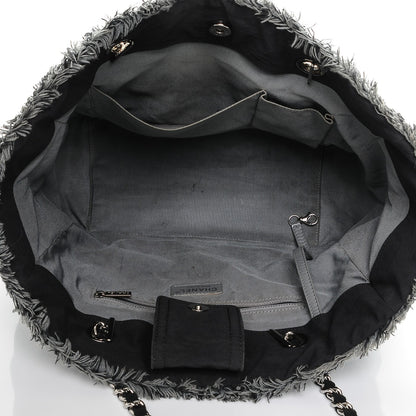 Chanel Canvas Stitched Tweed Large Tote Black 5 of 7