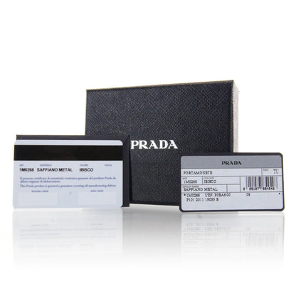 Prada Saffiano Metal Zip Coin Purse Ibisco 6 of 6