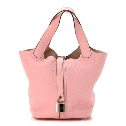 Hermes Taurillon Clemence Picotin Lock 18 PM Rose Sakura 1 of 14