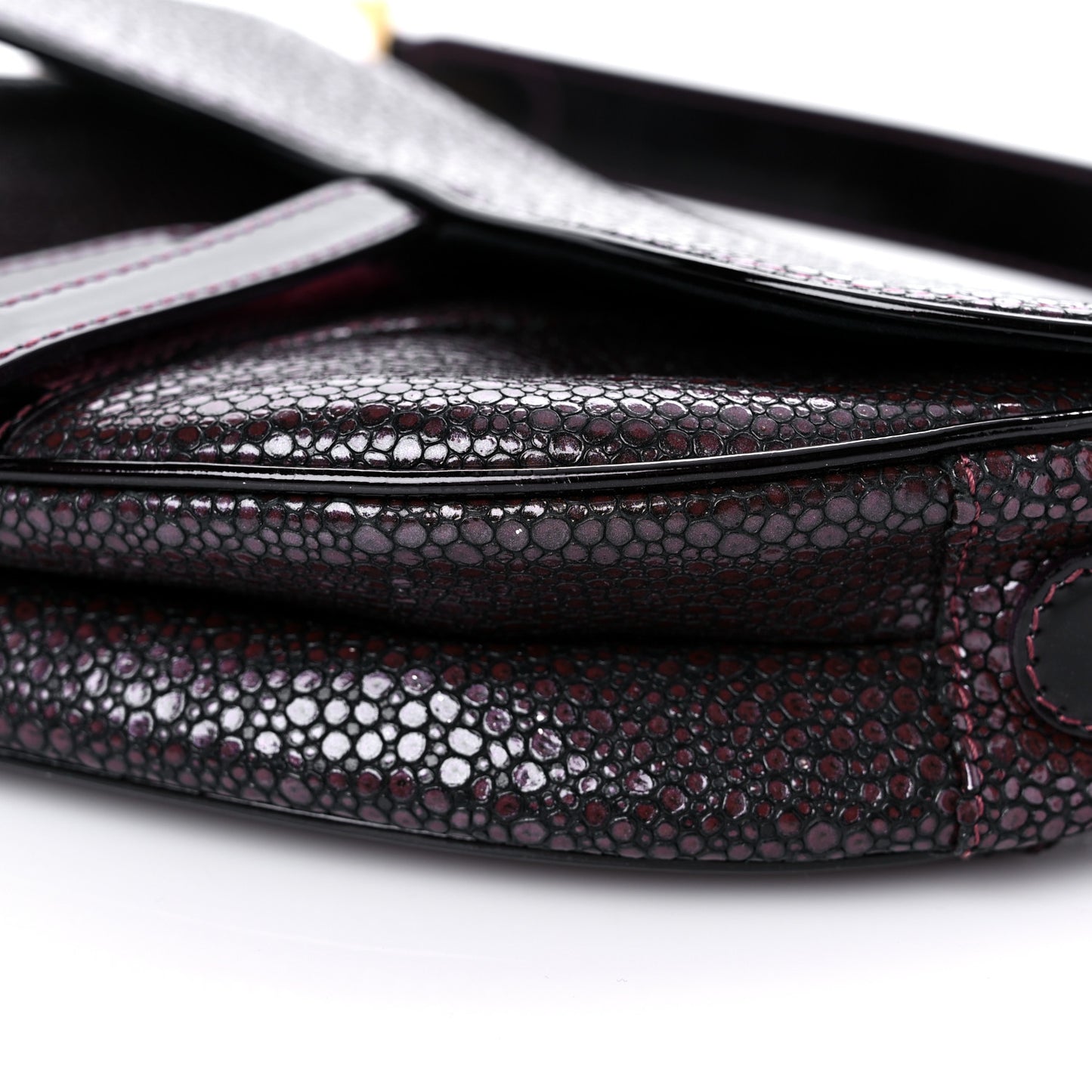Calfskin Stingray Embossed Saddle Bag Red