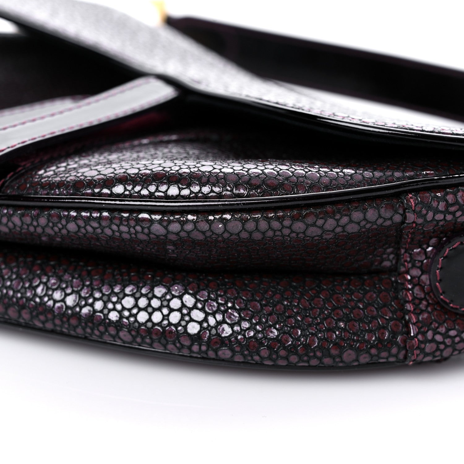 Christian Dior Calfskin Stingray Embossed Saddle Bag Red 9 of 15