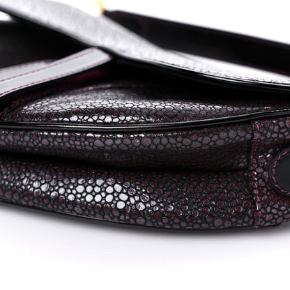 Christian Dior Calfskin Stingray Embossed Saddle Bag Red 9 of 15