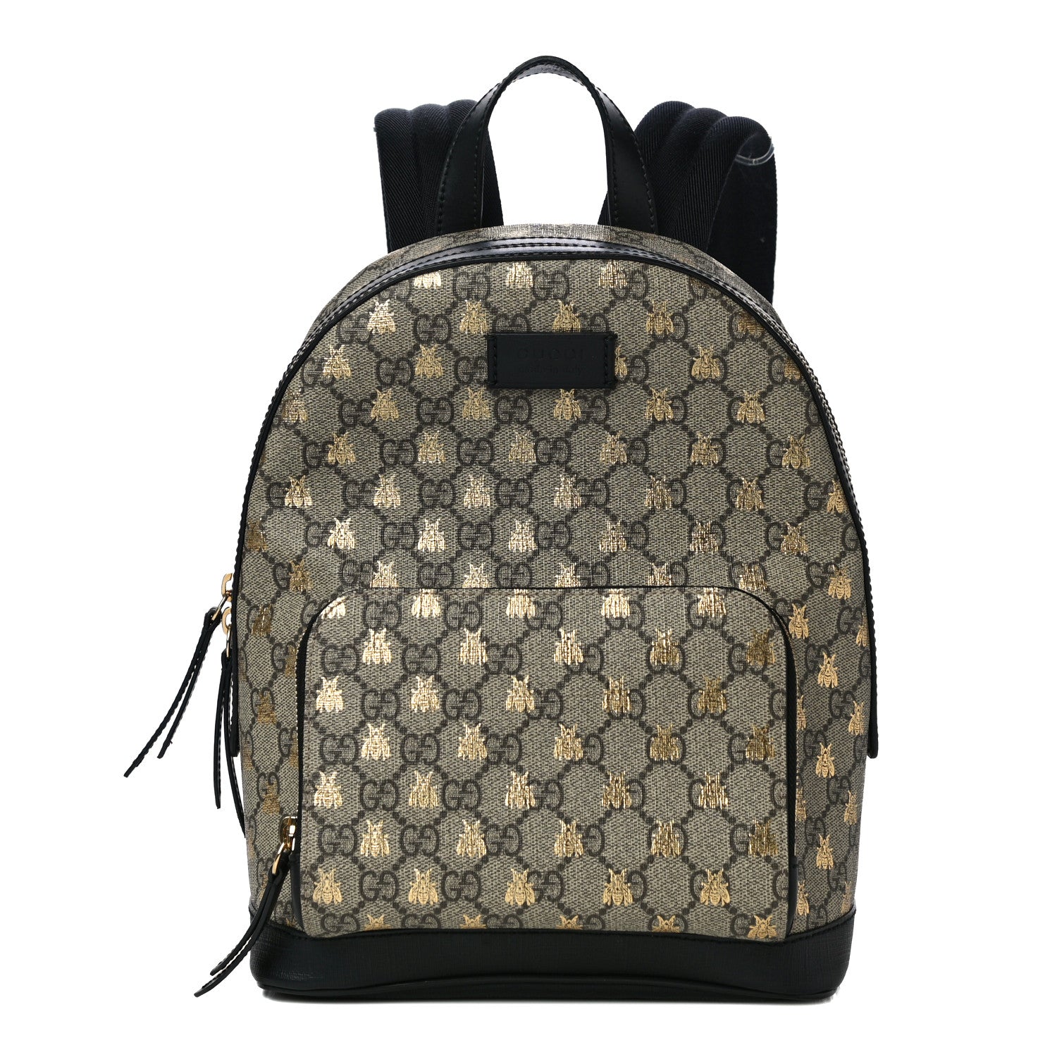 Gucci GG Supreme Monogram Bees Print Small Day Backpack Beige Oro Black 1 of 15