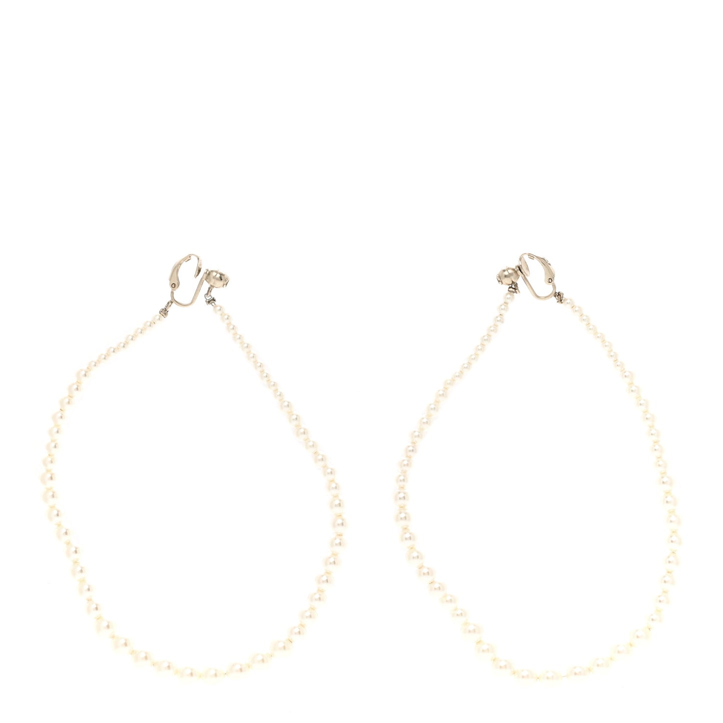 Pearl CC Drop Clip On Earrings White