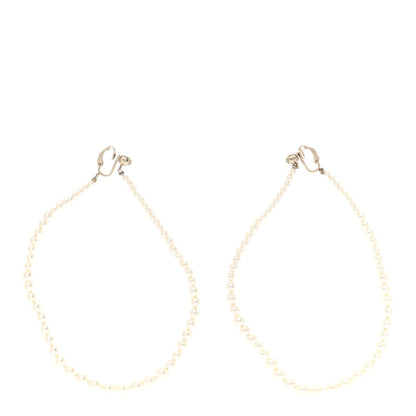 Chanel Pearl CC Drop Clip On Earrings White 1 of 8