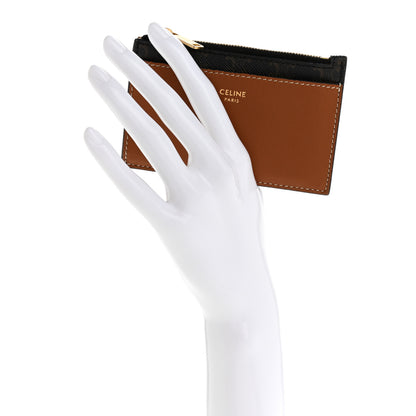 Celine Triomphe Canvas Zipped Card Holder Tan 2 of 12