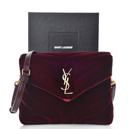 Saint Laurent Velvet Y Quilted Monogram Toy Loulou Crossbody Bag French Burgundy 9 of 9