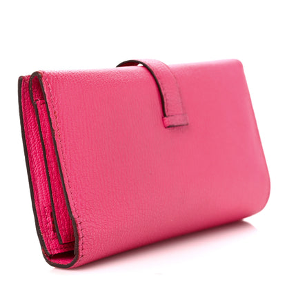 Hermes Chèvre Mysore Bearn Gusset Wallet Rose Shocking 3 of 14