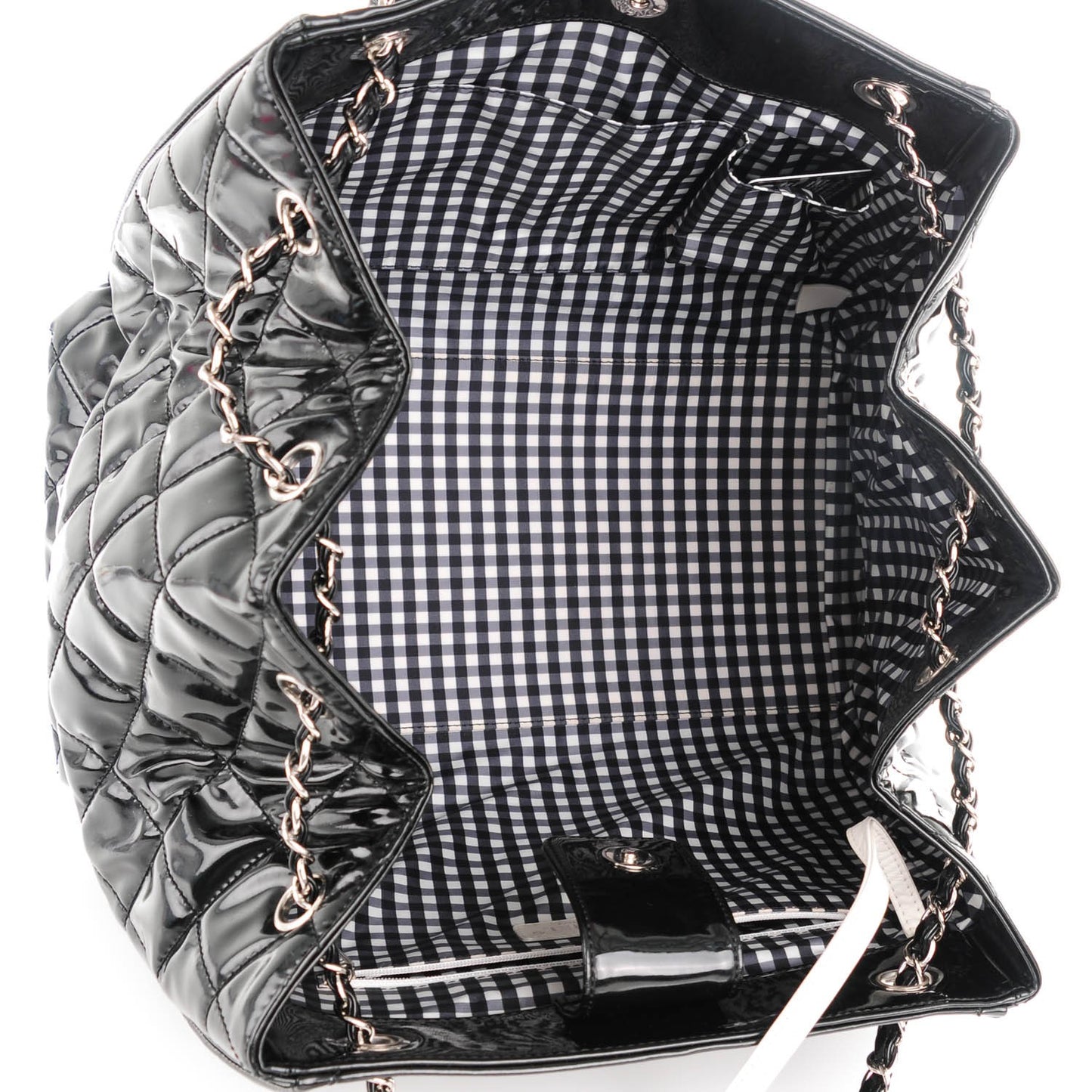 Vinyl Large Lipstick Ligne Accordion Tote Black