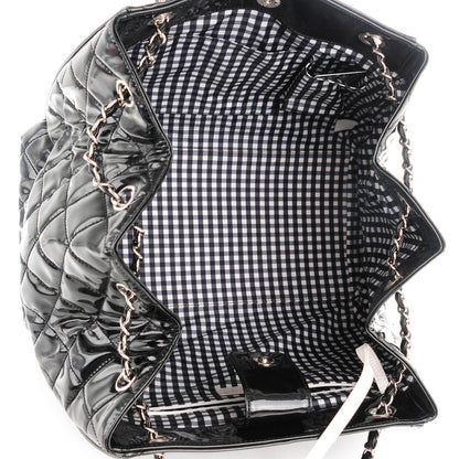 Chanel Vinyl Large Lipstick Ligne Accordion Tote Black 5 of 7