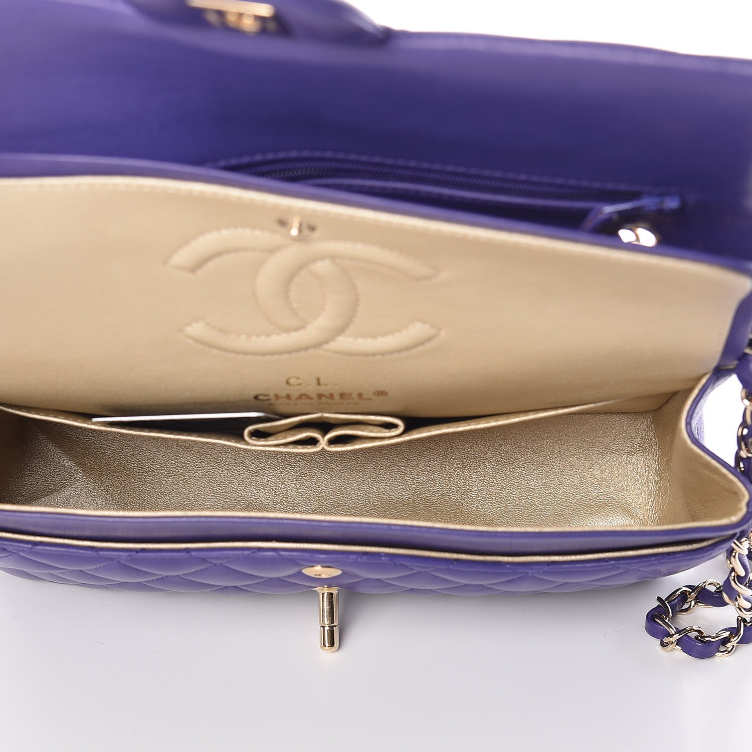 Chanel Lambskin Quilted Medium Double Flap Dark Purple 5 of 11