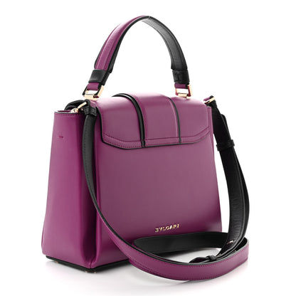 Bulgari Calfskin Serpenti Viper Top Handle Bag Purple 3 of 12