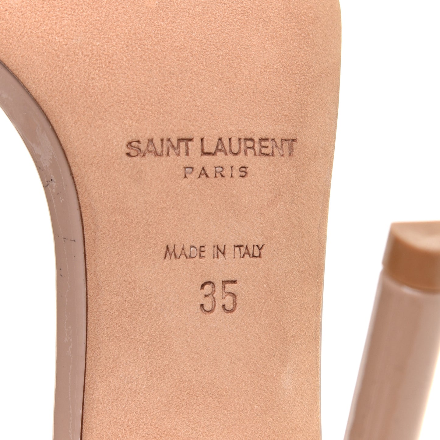 Patent Calfskin Amber 105 Ankle Strap Sandals 35 Beige