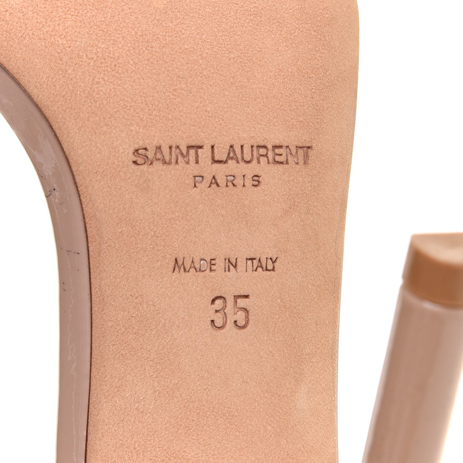 Saint Laurent Patent Calfskin Amber 105 Ankle Strap Sandals 35 Beige 7 of 10