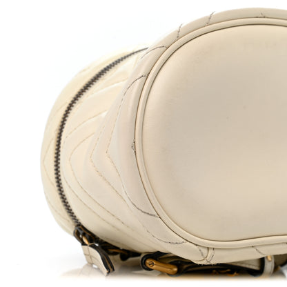 Gucci Calfskin Matelasse Mini GG Marmont Round Backpack White 9 of 13