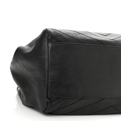 Saint Laurent Pebbled Lambskin Chevron Monogram Large Nolita Black 9 of 11