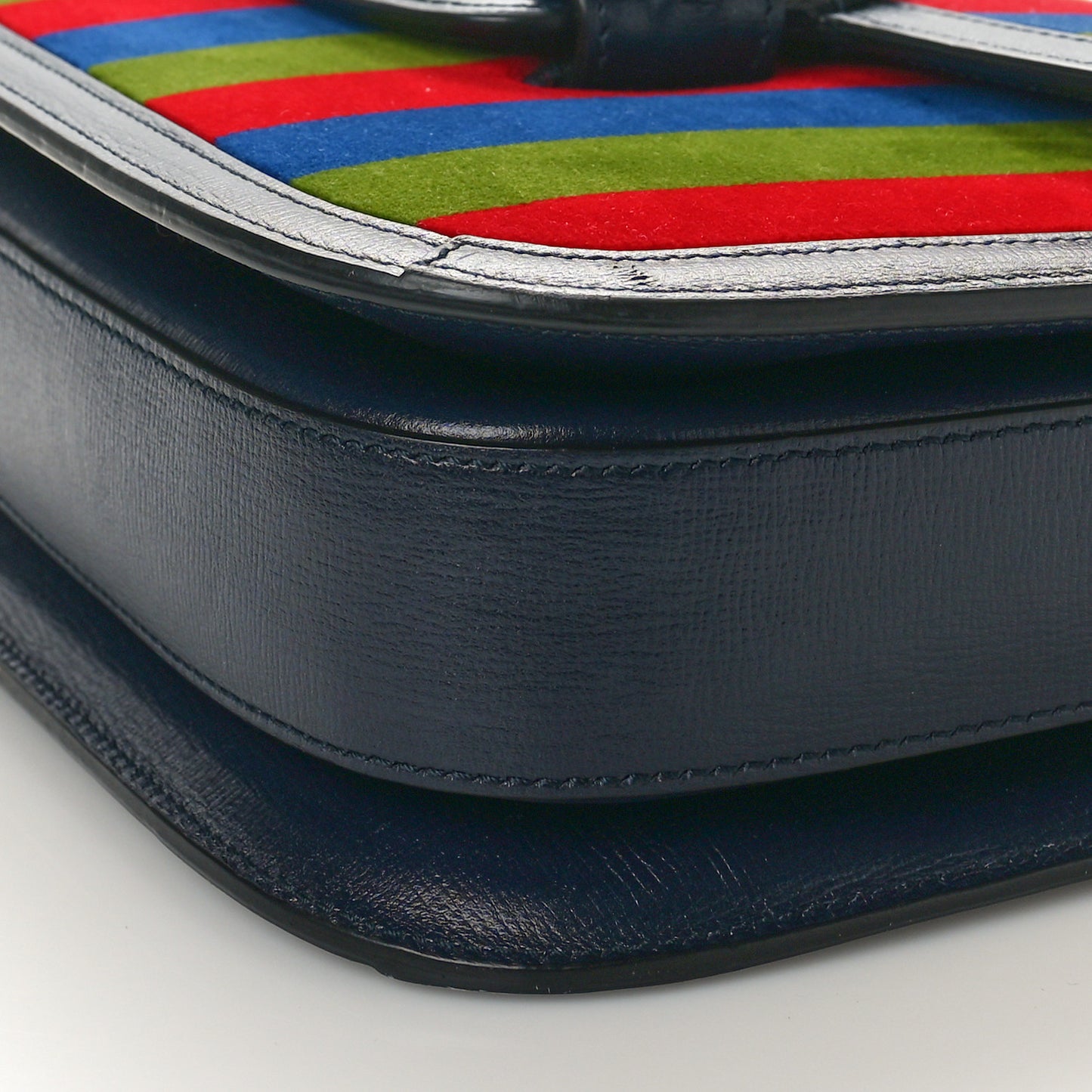 Velvet Azalea Calfskin Baiadera Stripe Horsebit 1955 Shoulder Bag Multicolor