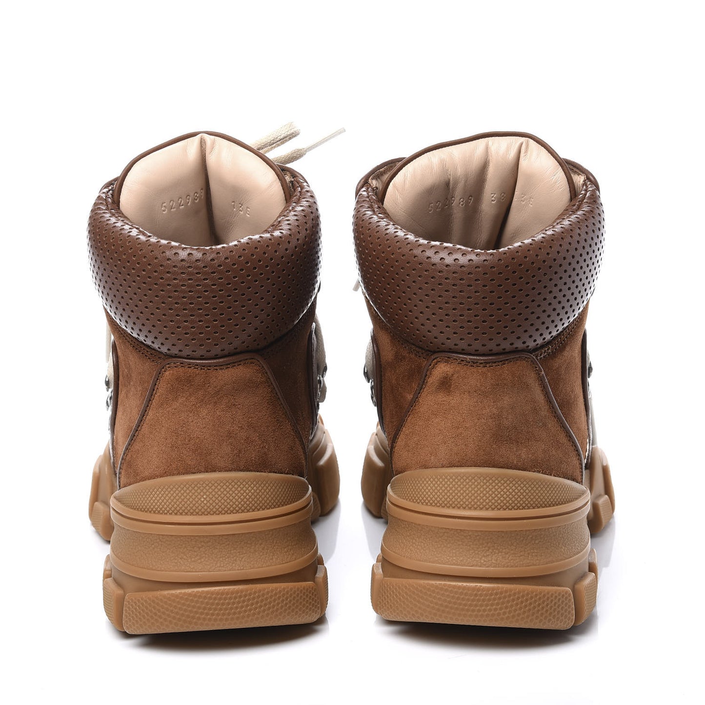 X SEGA Suede Calfskin GG Monogram Womens Flashtrek High-Top Sneakers 38 New Cuir Beige Ruggine