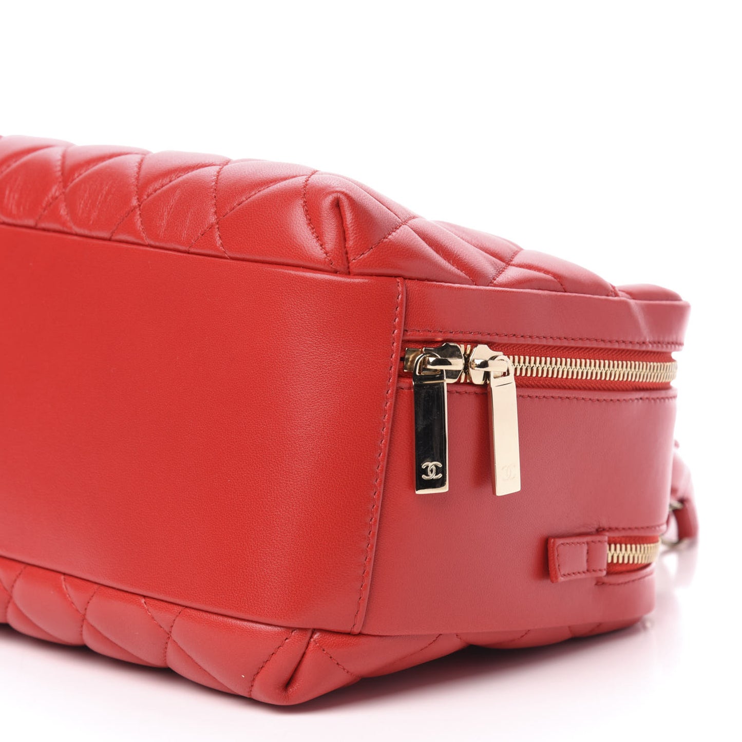 Lambskin Quilted Medium Trendy CC Bowling Bag Red