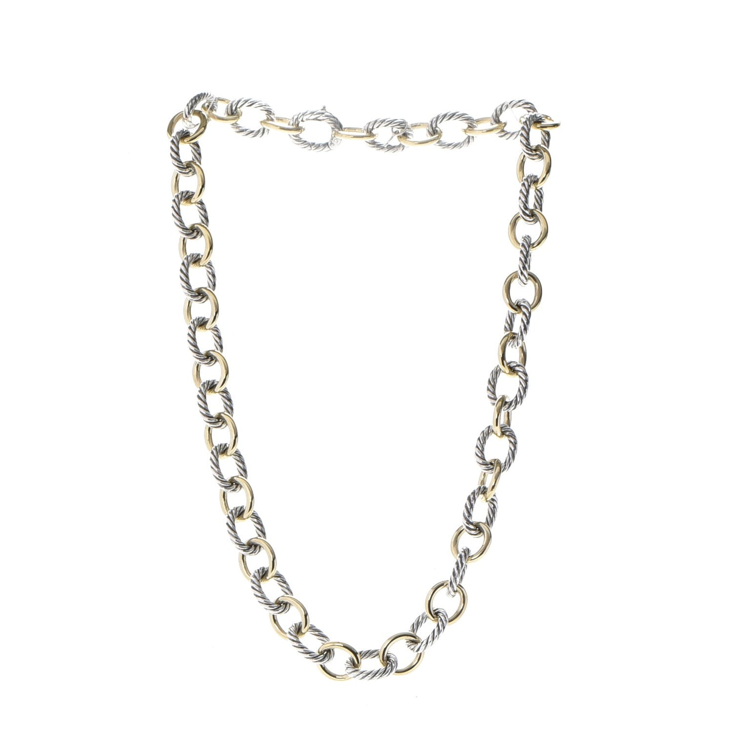Sterling Silver 18K Yellow Gold Large Oval Link Necklace