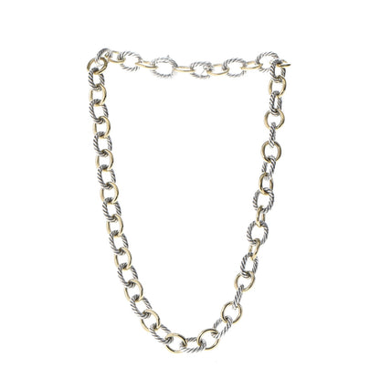 David Yurman Sterling Silver 18K Yellow Gold Large Oval Link Necklace 3 of 5