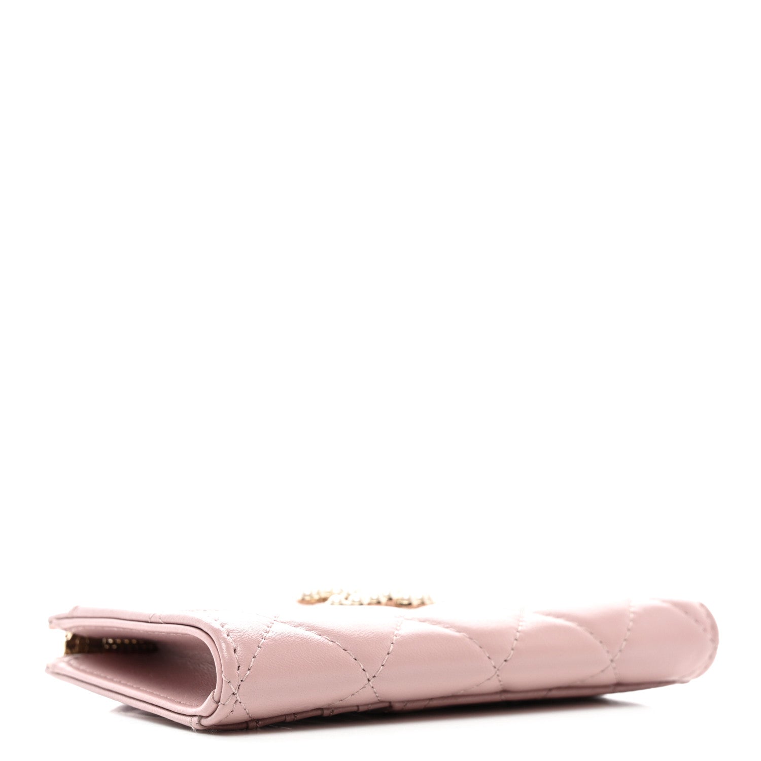 Chanel Lambskin Quilted Pearl Crystal CC Zip Around Card Holder Pink 4 of 9
