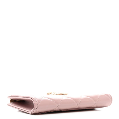 Chanel Lambskin Quilted Pearl Crystal CC Zip Around Card Holder Pink 4 of 9