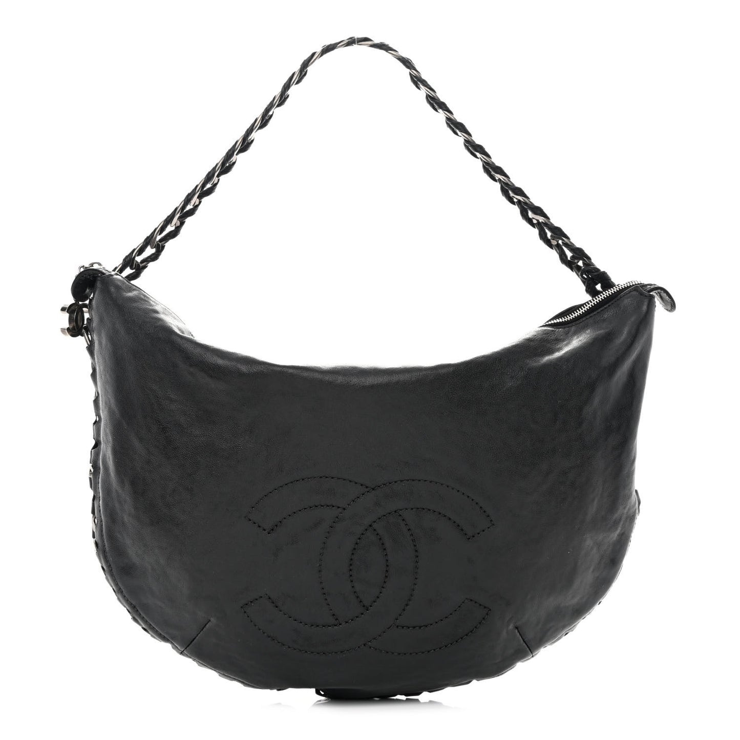Calfskin Modern Chain Hobo Black
