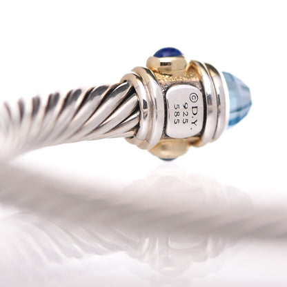 David Yurman Sterling Silver 14K Yellow Gold Blue Topaz Lapis Lazuli 5mm Cable Renaissance Bracelet 5 of 5