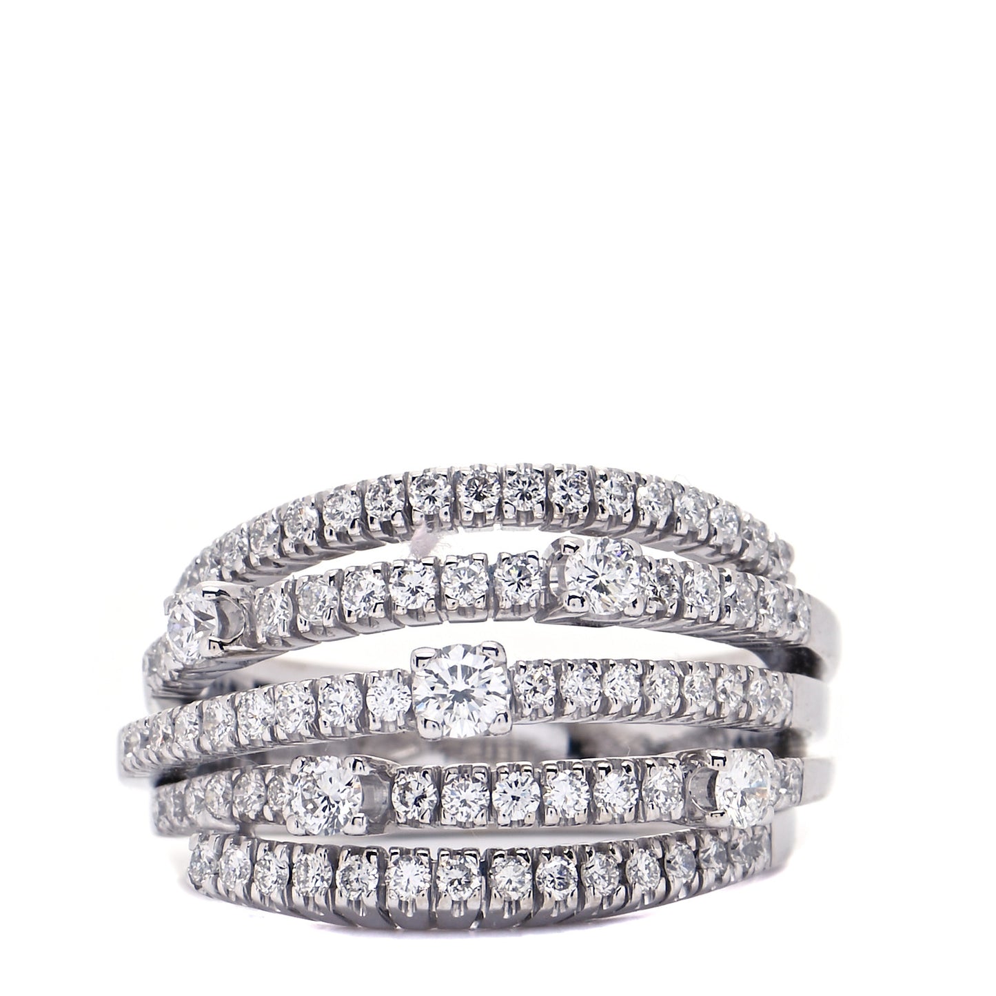 18K White Gold Diamond Notte di San Lorenzo Bombe Ring 55 7.25