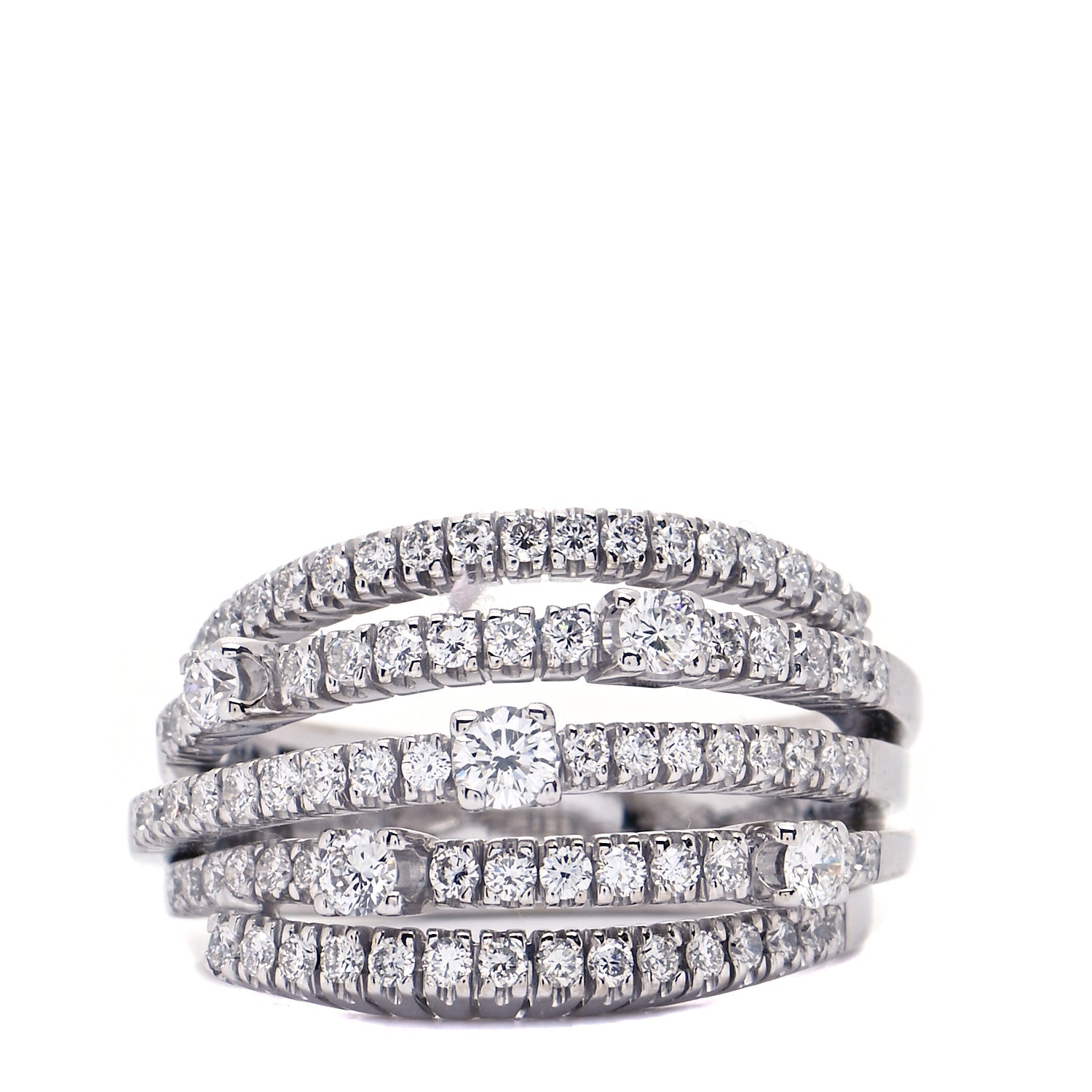 Damiani 18K White Gold Diamond Notte di San Lorenzo Bombe Ring 55 7.25 1 of 5