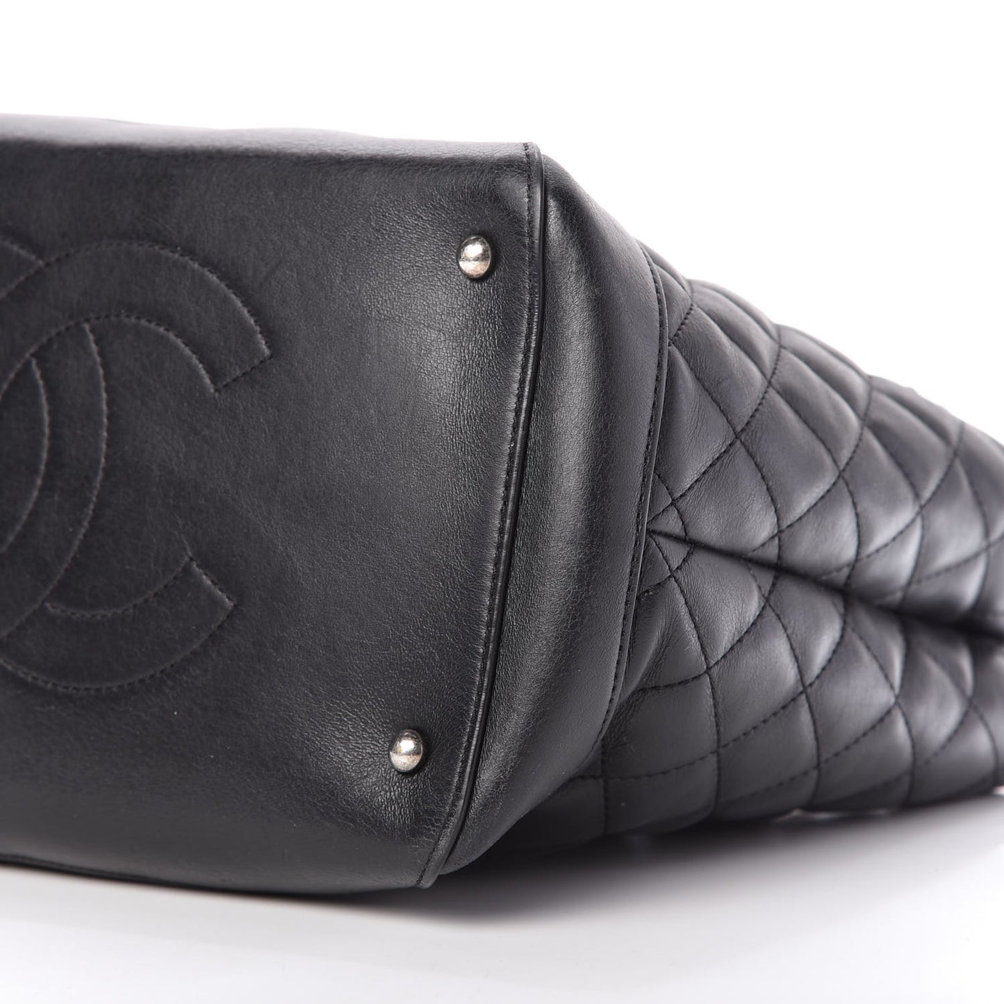 Calfskin Quilted Small Easy Shopping Tote Black