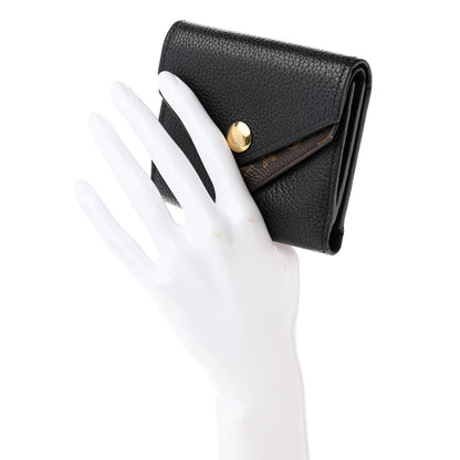 Louis Vuitton Grained Calfskin Monogram Double V Compact Wallet Black 2 of 11