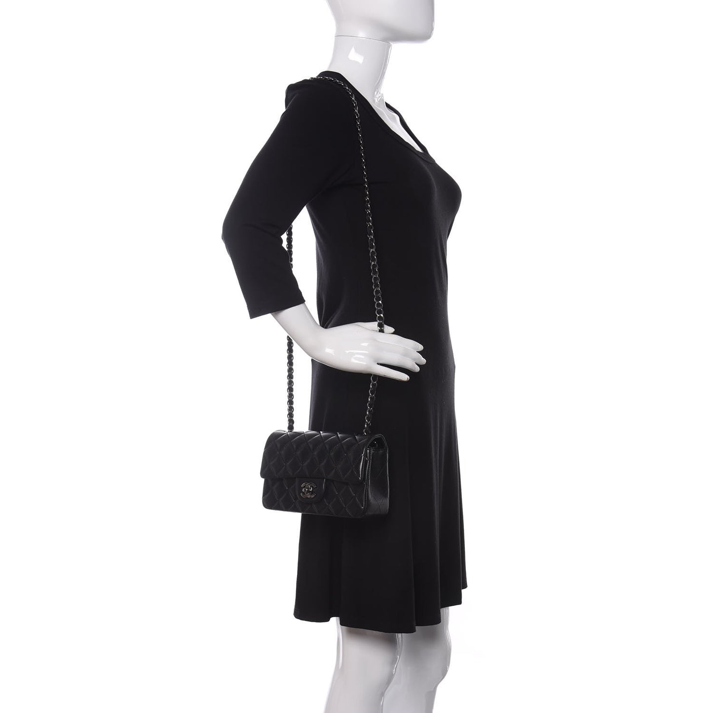 Lambskin Quilted Mini Rectangular Flap Black