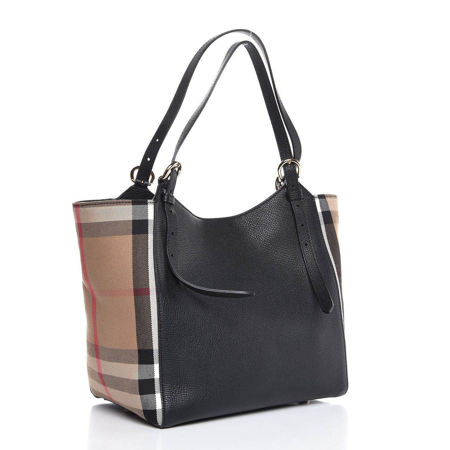Grainy Calfskin House Check Small Canterbury Black