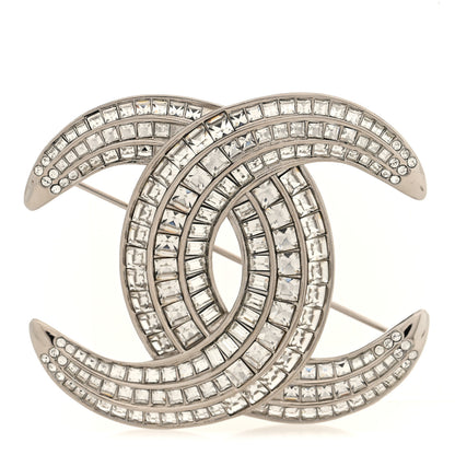 Chanel Baguette Crystal CC Brooch Silver 1 of 4