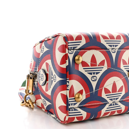Gucci X ADIDAS Shangai Calfskin Web Trefoil Interlocking G Mini Duffle Bag Red White Blue 9 of 13