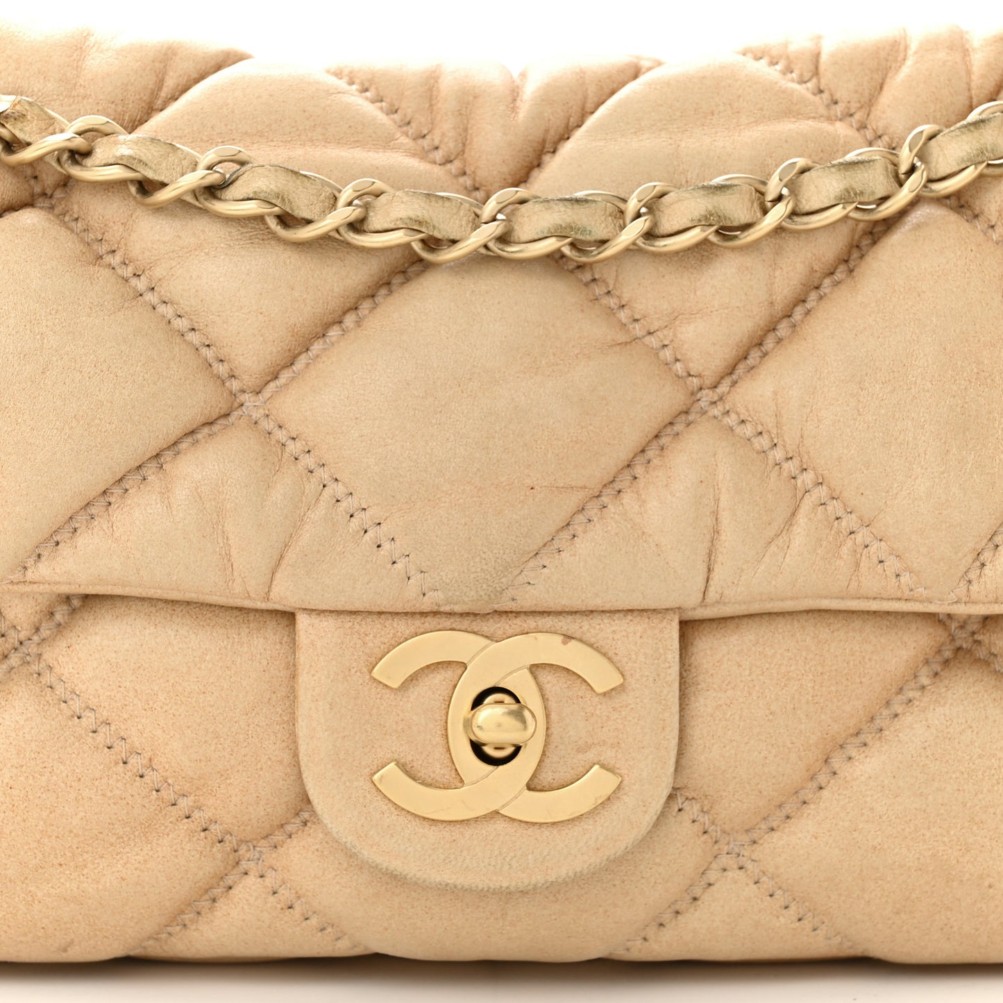 Calfskin Small Bubble Quilt Flap