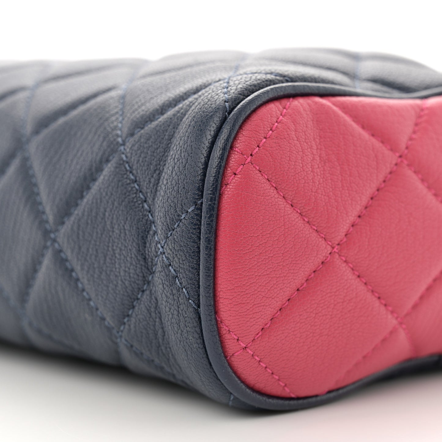 Goatskin Quilted Tri-Color Medium In & Out Camera Case Navy Turquoise Pink