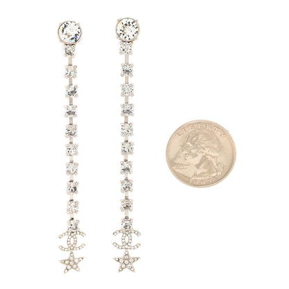 Chanel Crystal Starfall Drop Long CC Earrings Silver 2 of 5