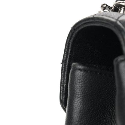 Saint Laurent Sheepskin Matelasse Chevron Monogram Medium College Bag Black 17 of 19