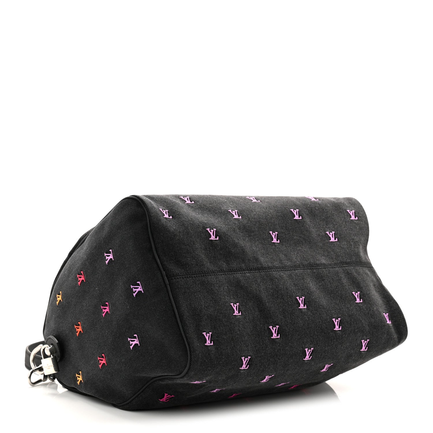 Louis Vuitton LV Blason Denim Calfskin Speedy Bandouliere 40 Black Gradient Orange 3 of 8