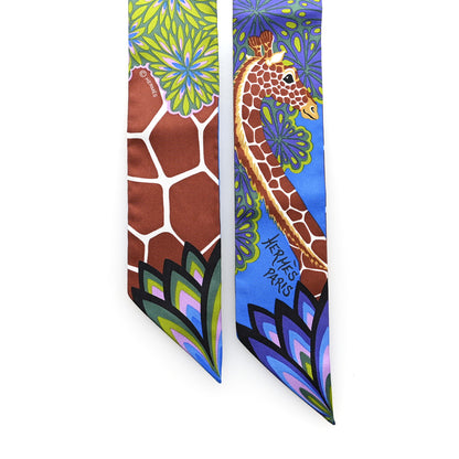 Hermes Silk The Three Graces Twilly Bleu Vert Marron 2 of 4