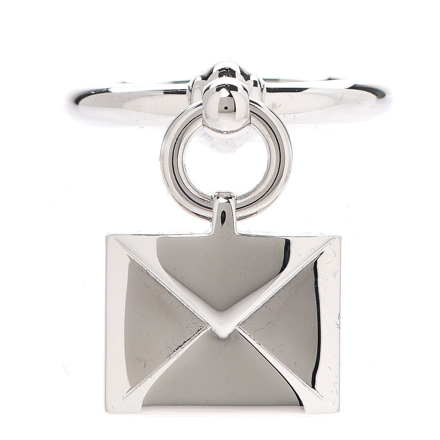Hermes Palladium Loop Charms Enveloppe Scarf Ring Silver 1 of 5