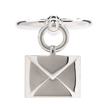 Hermes Palladium Loop Charms Enveloppe Scarf Ring Silver 1 of 5