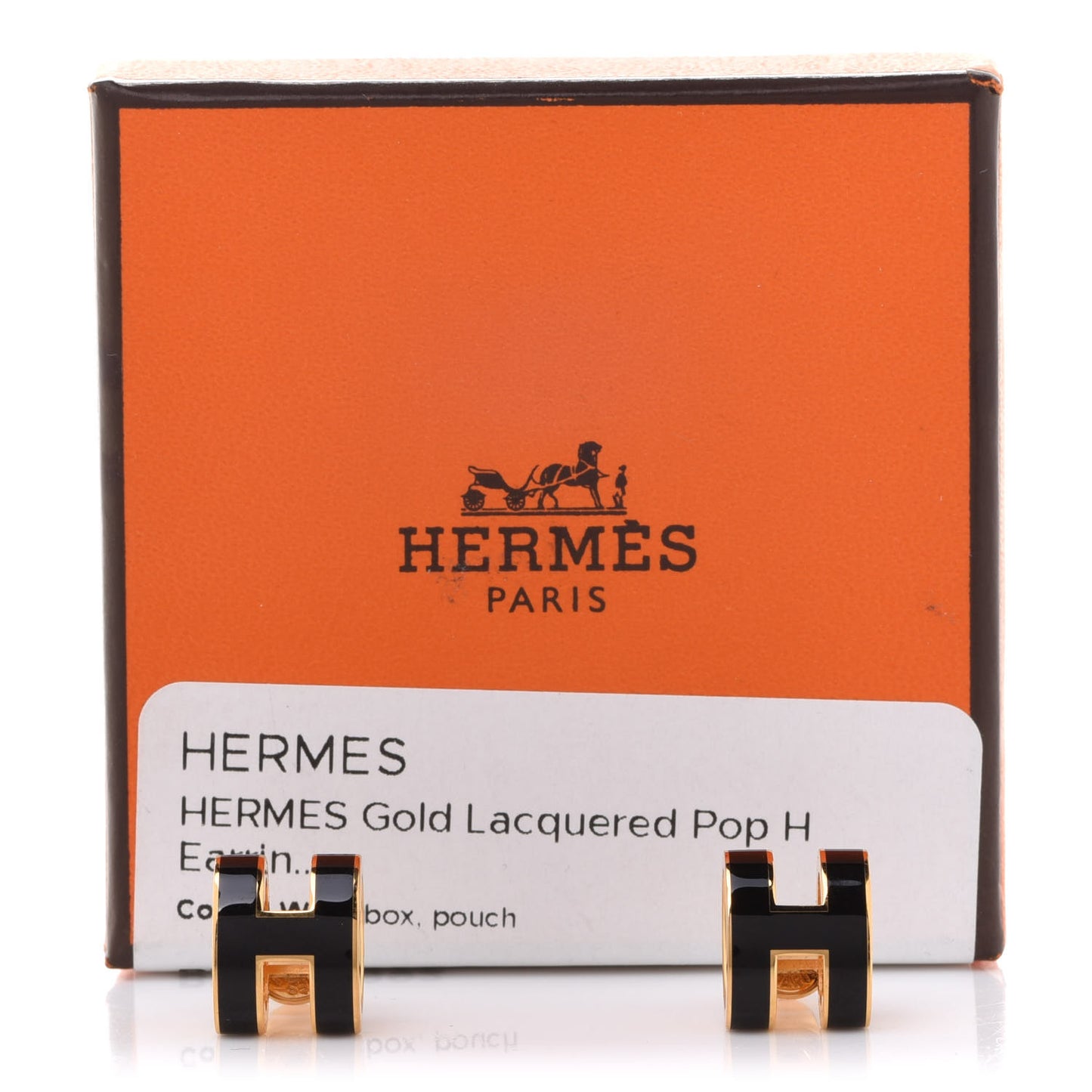 Gold Lacquered Pop H Earrings Black