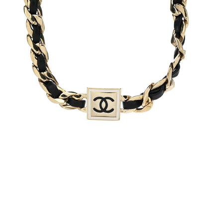 Chanel Metal Lambskin CC Square Choker Gold Black White 4 of 7